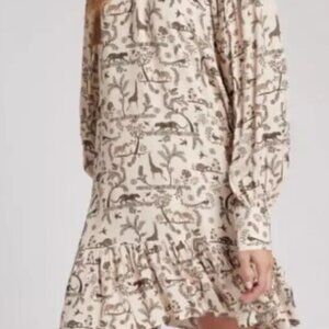 Tyler Boe Dress Womens Size Small NWT Jungle Safar Zoo Animals Pattern